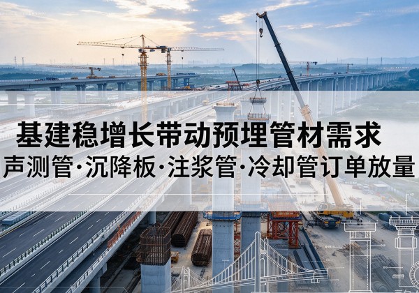 孝感基建稳增长带动预埋监测管材需求，声测管、沉降板、注浆管订单持续放量